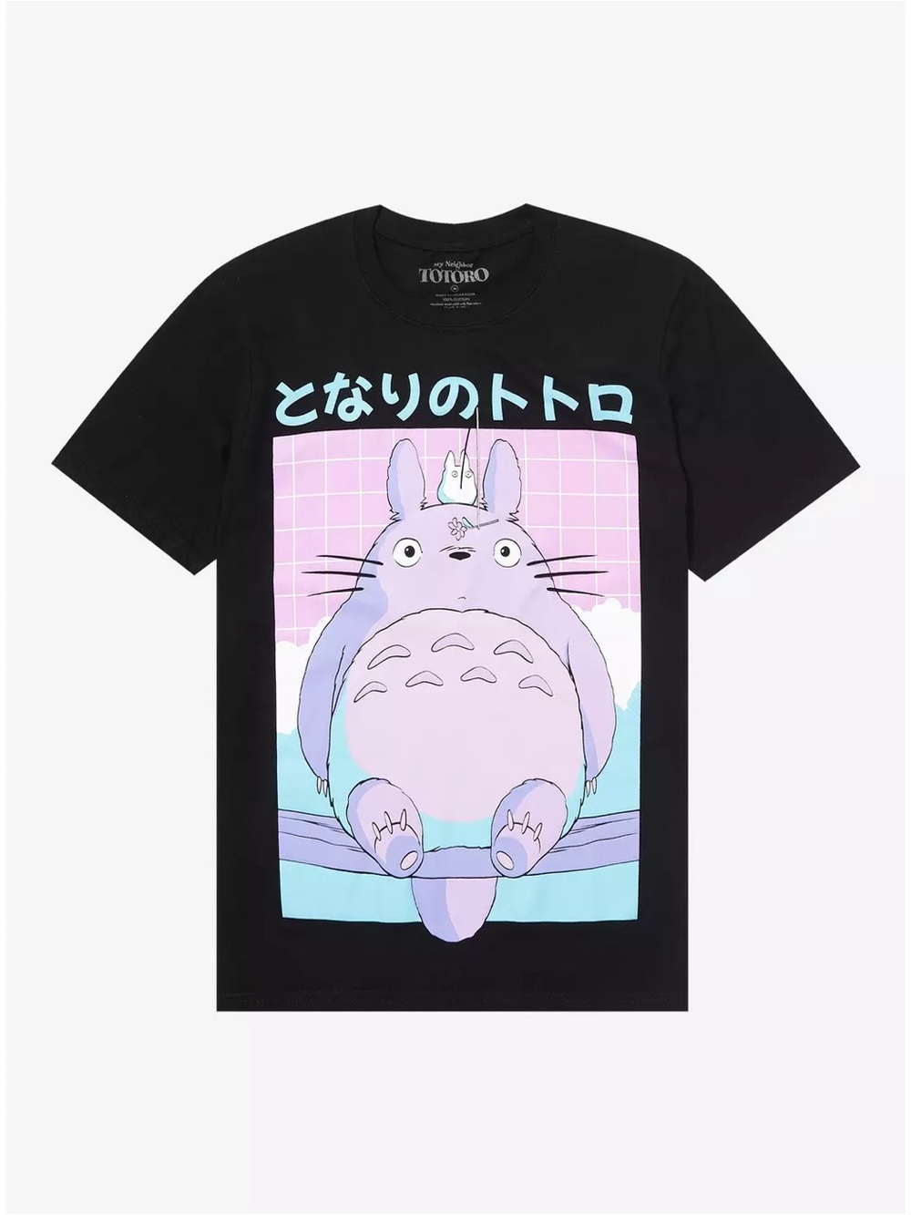 Studio Ghibli My Neighbor Totoro Lofi Pastel Grid 100% Cotton T-Shirt